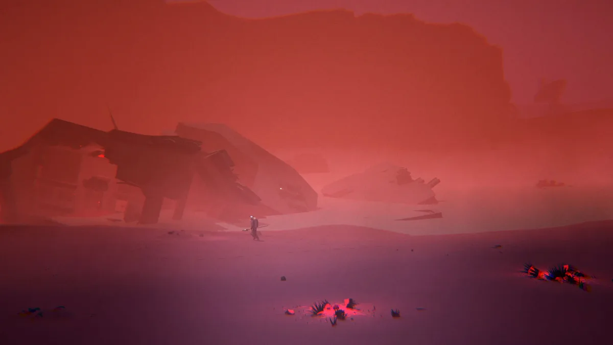 Magenta Down: A Journey Across a Hostile Exoplanet