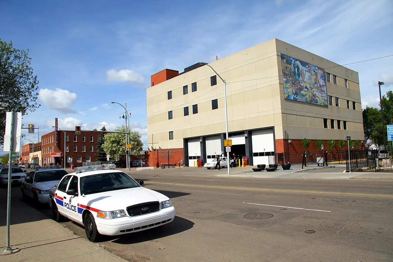 Edmonton Police Service car parked on a city street
