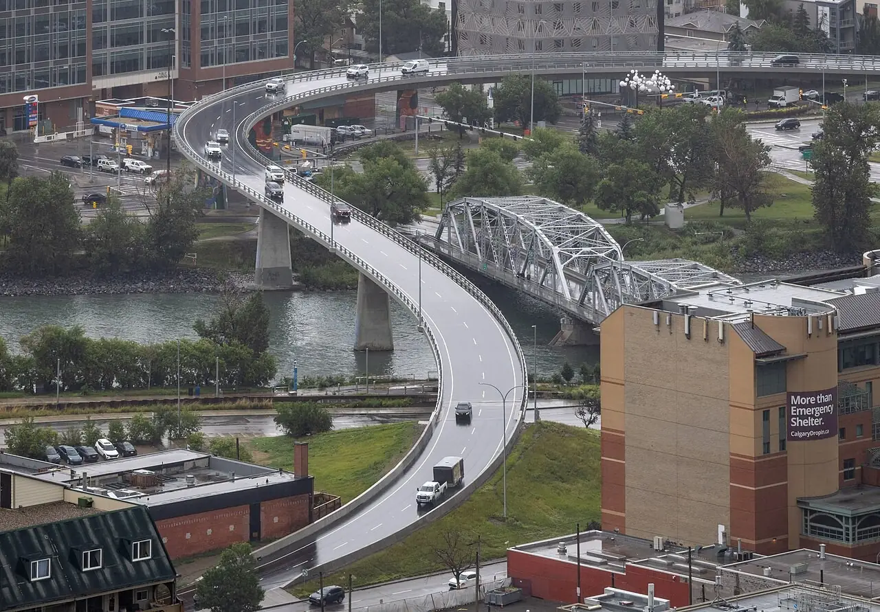 Fourth Avenue flyover and the Bow River seen from the Calgary Tower