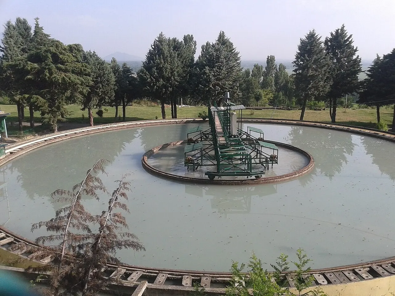 Circular clarifier at a water treatment plant