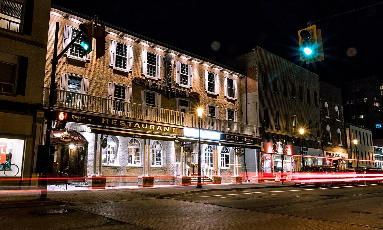 Dunlop Street in downtown Barrie at night