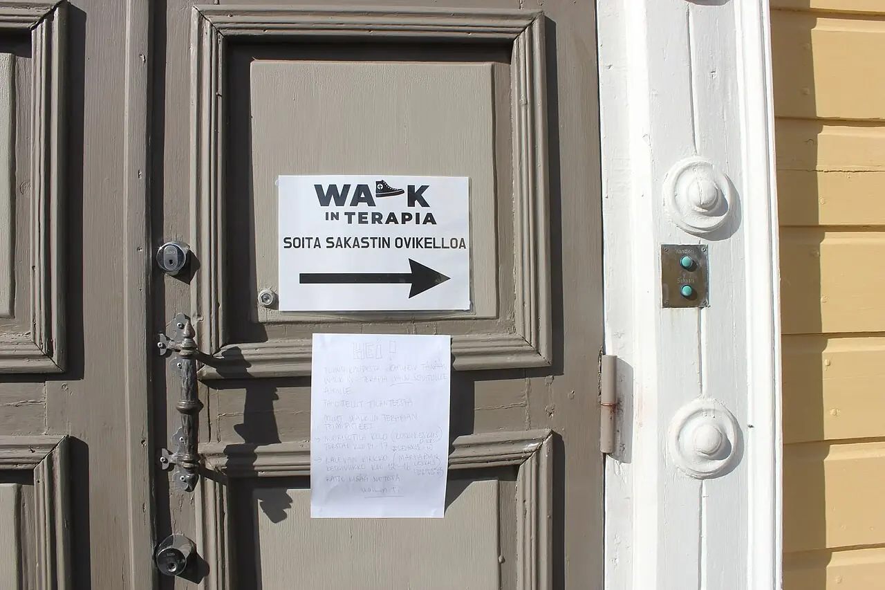 Entrance door for a walk-in therapy clinic
