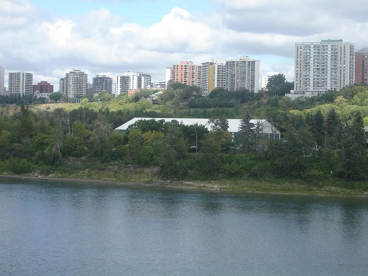 North Saskatchewan River and apartment towers in Edmonton