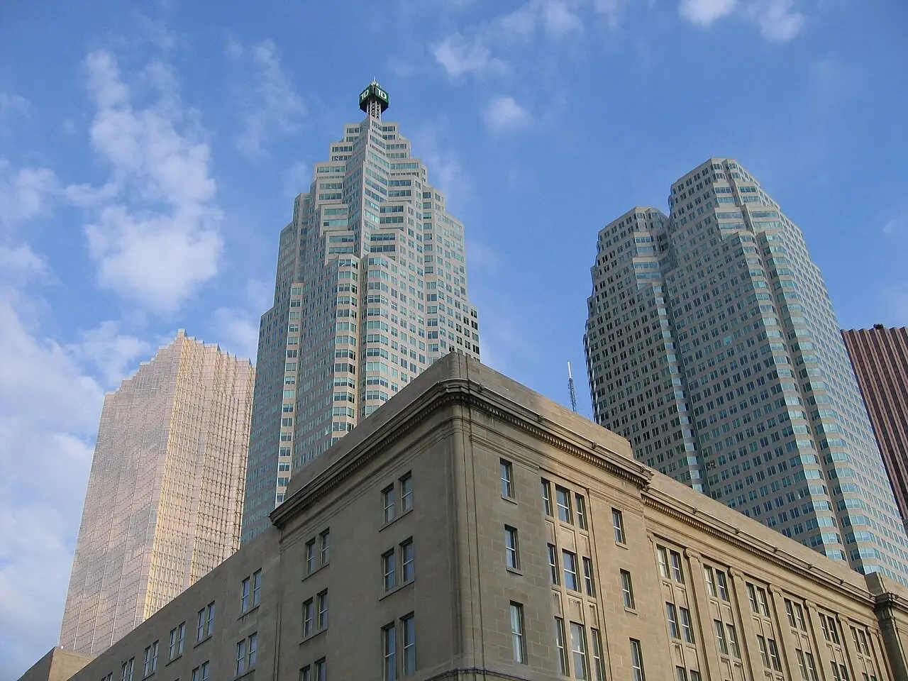 Bank towers rising behind Union Station in Toronto
