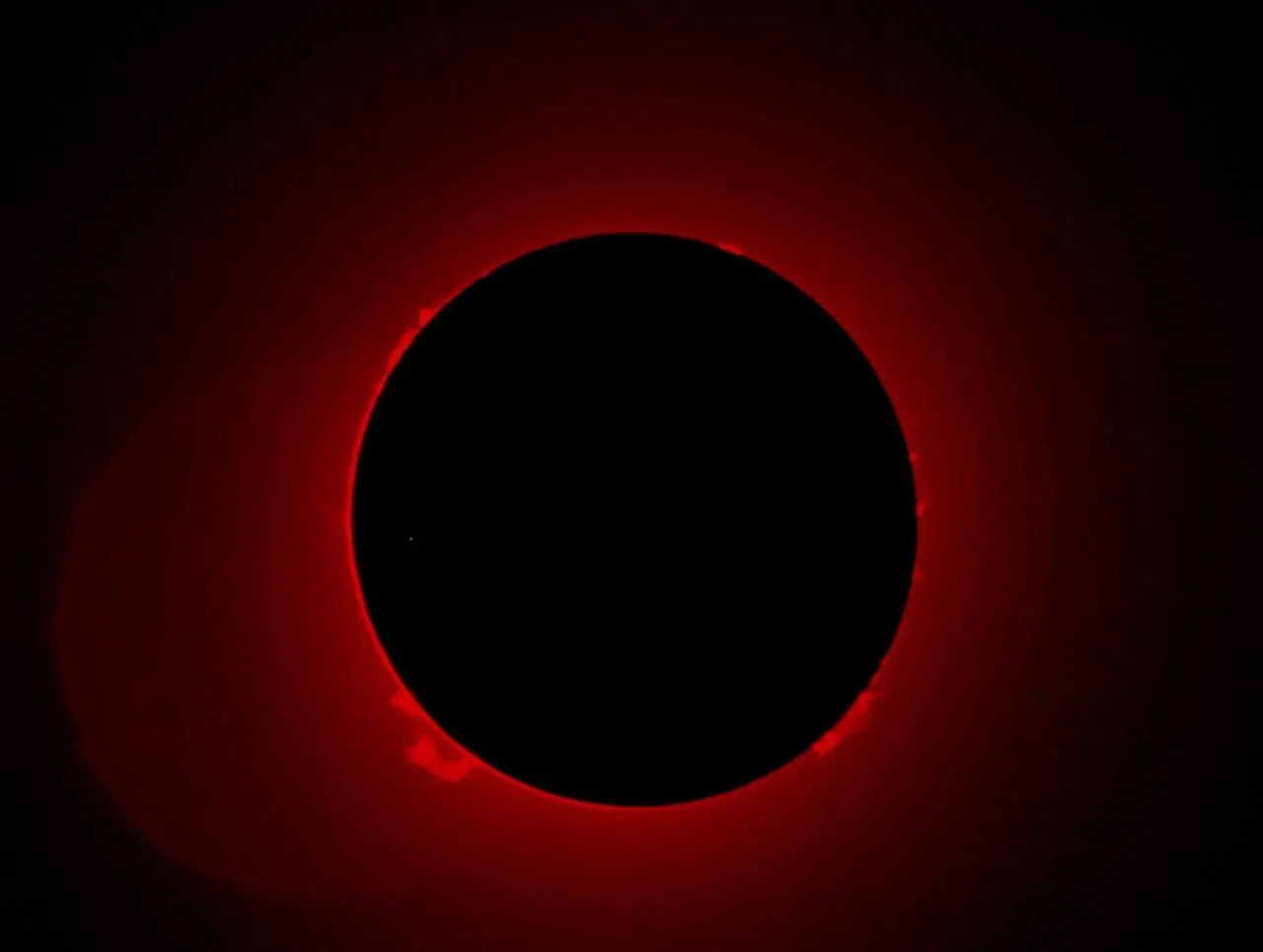 Solar corona visible around a filtered image of the sun